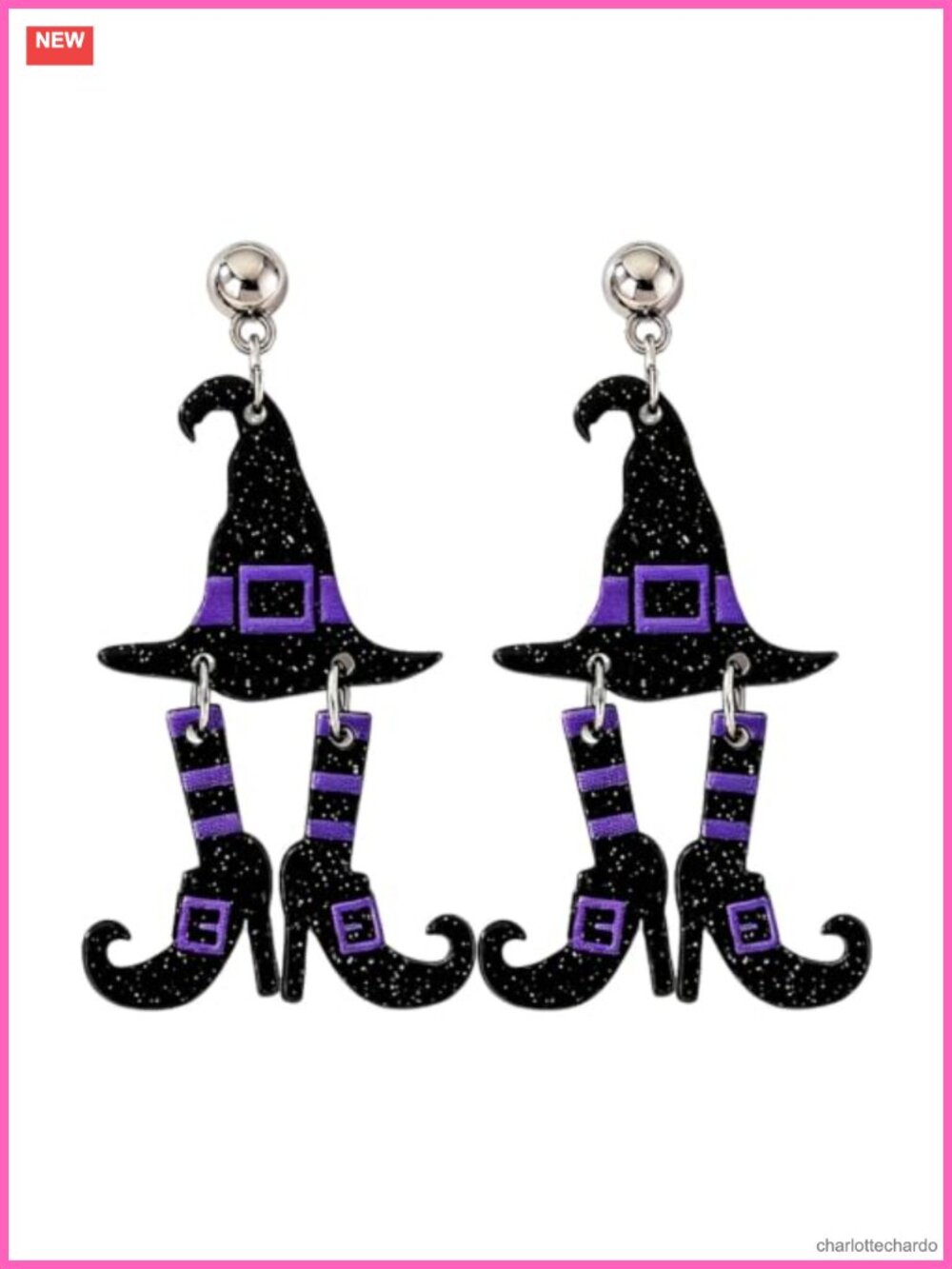 Halloween Acrylic Dangle Earrings Glitter BOO Ghost Cat Bat Fall Costume Jewelry